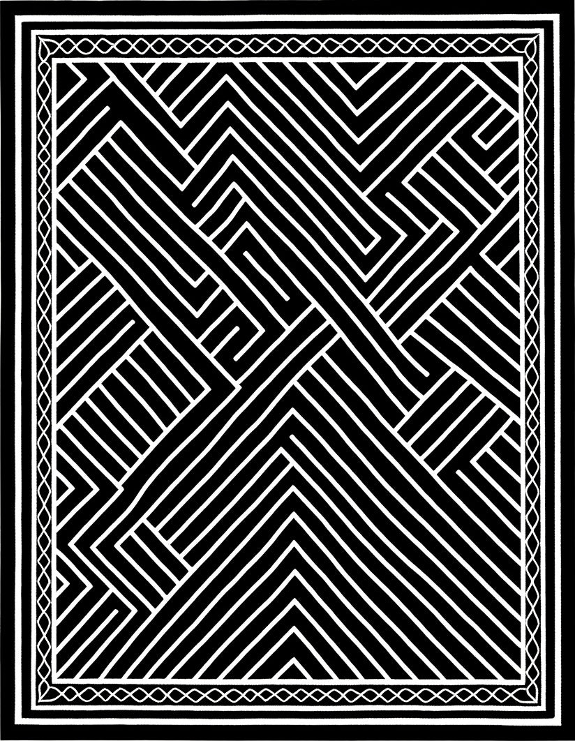 Sharp Labyrinth Geometric Overlay Rug