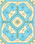 Azure Cream Floral Medallion Rug
