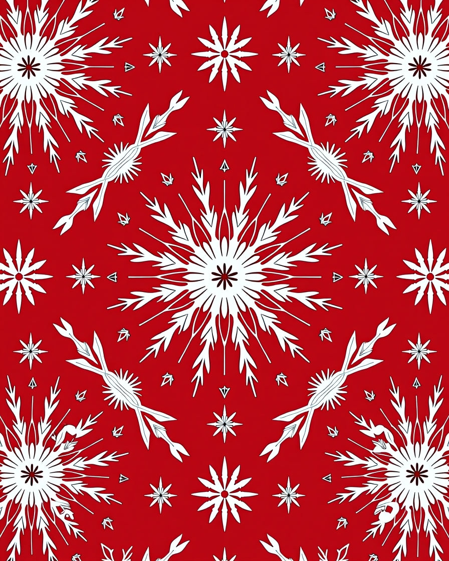 Crimson White Snowflake Explosion Rug
