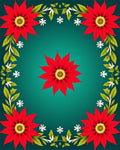 Vibrant Red Floral Garland Teal Rug