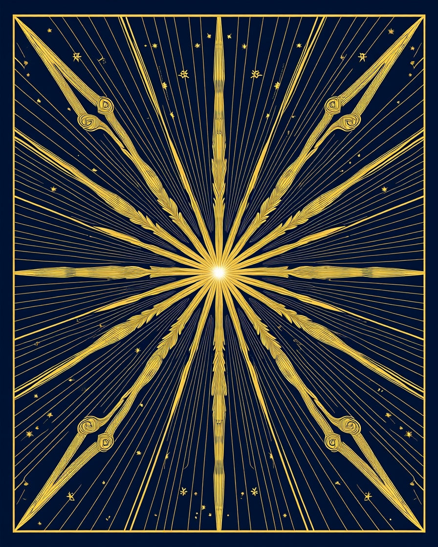 Golden Sunburst Starry Night Rug