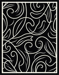 Black and Cream Swirling Floral Vine Rug
