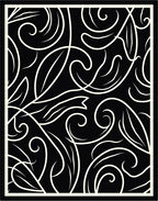 Black and Cream Swirling Floral Vine Rug