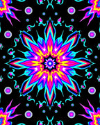 Vivid Neon Floral Starburst Medallion Rug