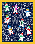 Playful Snowman Scarf Hat Swirls Rug