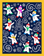 Playful Snowman Scarf Hat Swirls Rug