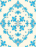Bright Azure Floral Damask Rug