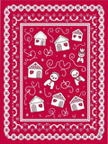 Red Gingerbread Village Characters Rug