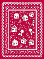Red Gingerbread Village Characters Rug