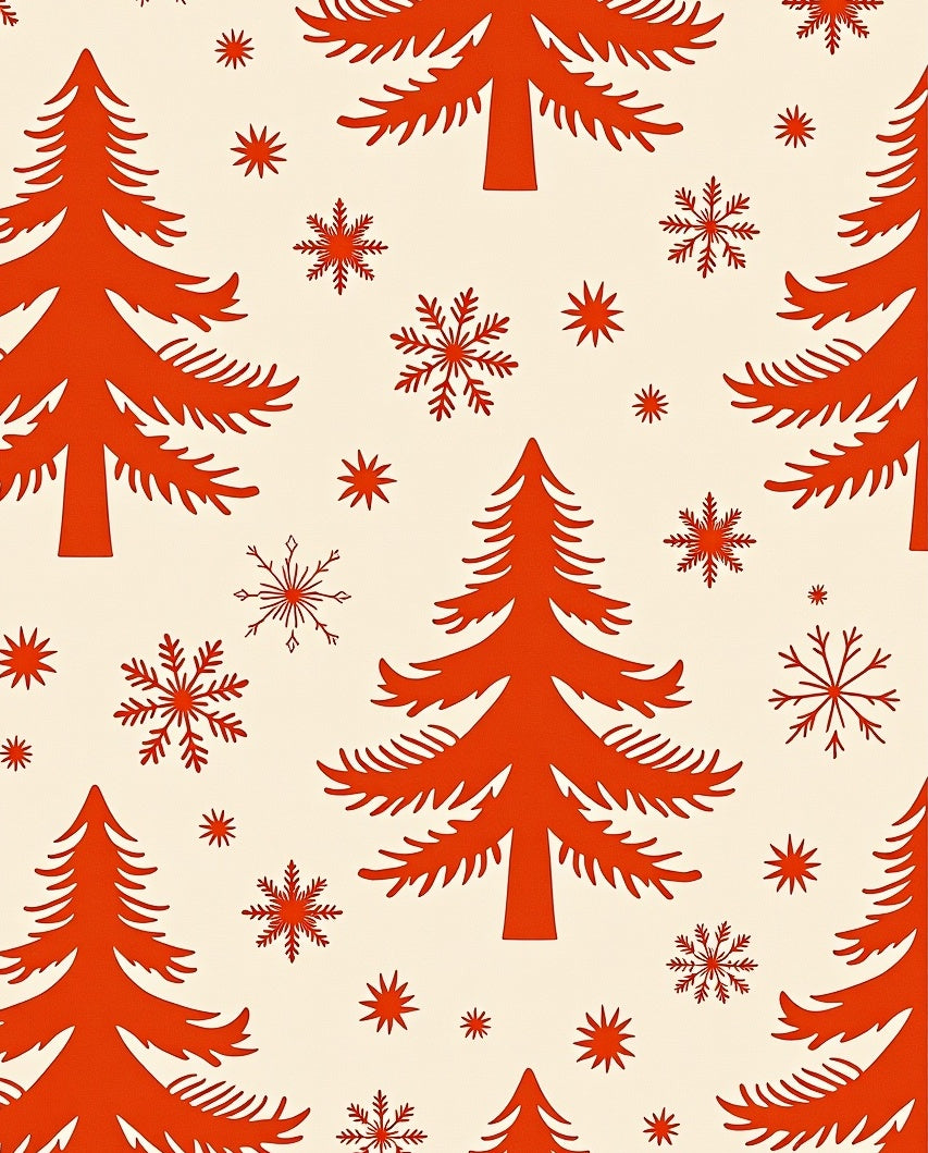 Classic Red Pine Snowflakes Rug
