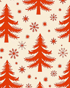 Classic Red Pine Snowflakes Rug
