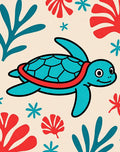 Aqua Turtle Ocean Coral Red Rug