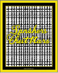 Black White Yellow Houndstooth Script Rug