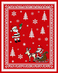 Festive Red Santa Sleigh Snowflakes Rug