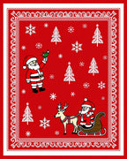 Festive Red Santa Sleigh Snowflakes Rug