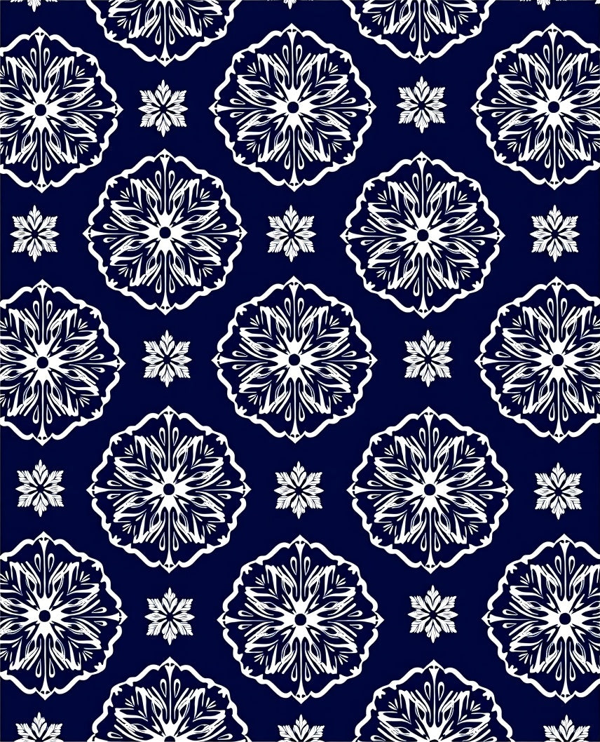 Classic White Medallion Navy Rug