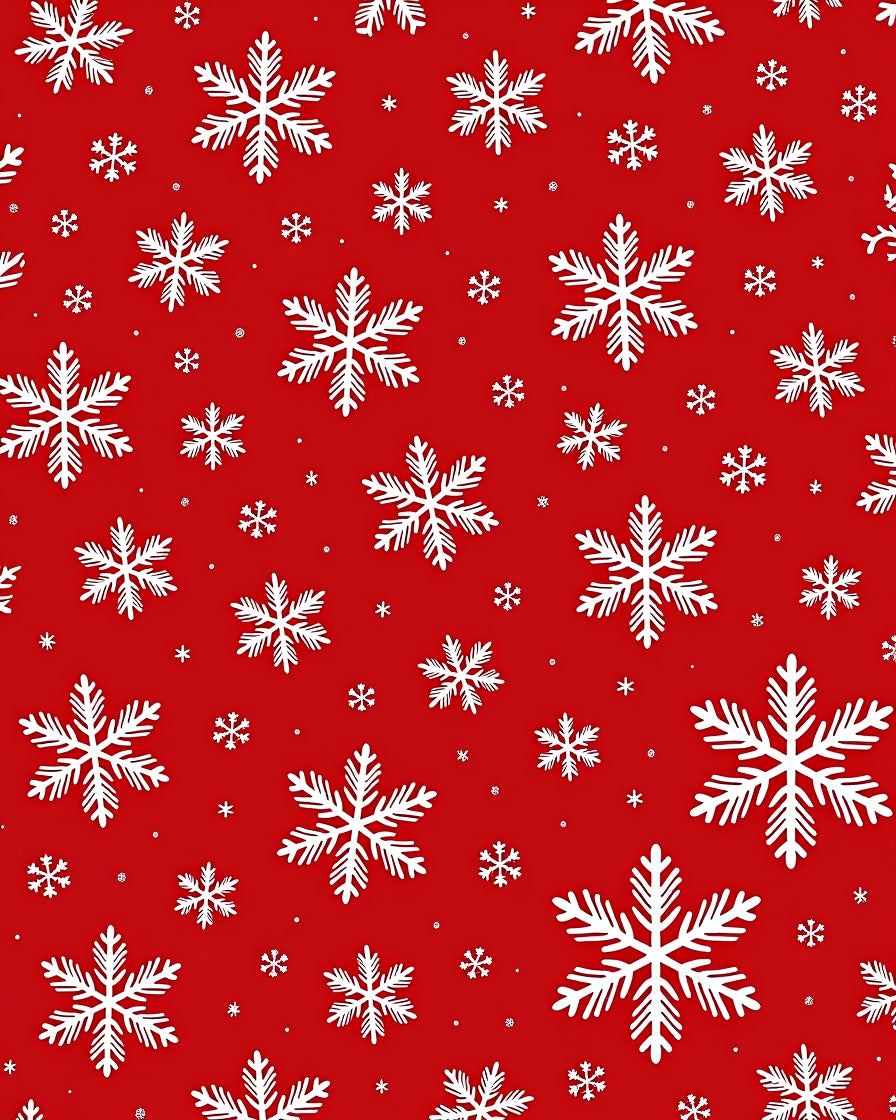 Red White Snowflake Scattered Winter Rug