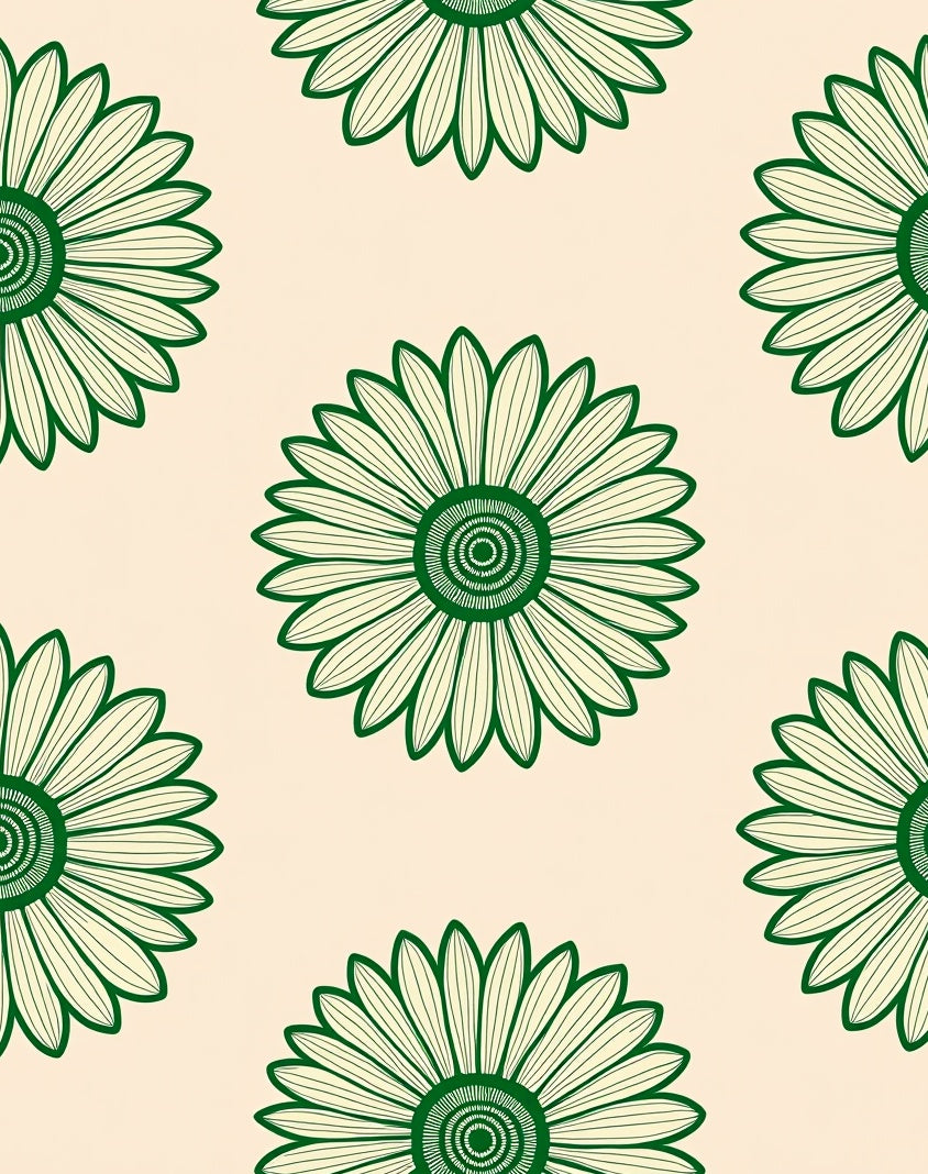 Verdant Green Daisy Blossom Repeater Rug