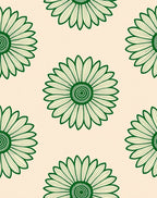 Verdant Green Daisy Blossom Repeater Rug