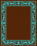 Brown and Teal Scrollwork Border Rug
