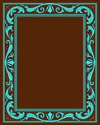 Brown and Teal Scrollwork Border Rug