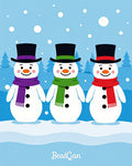 Winter Snowman Trio Hats Scarves Rug