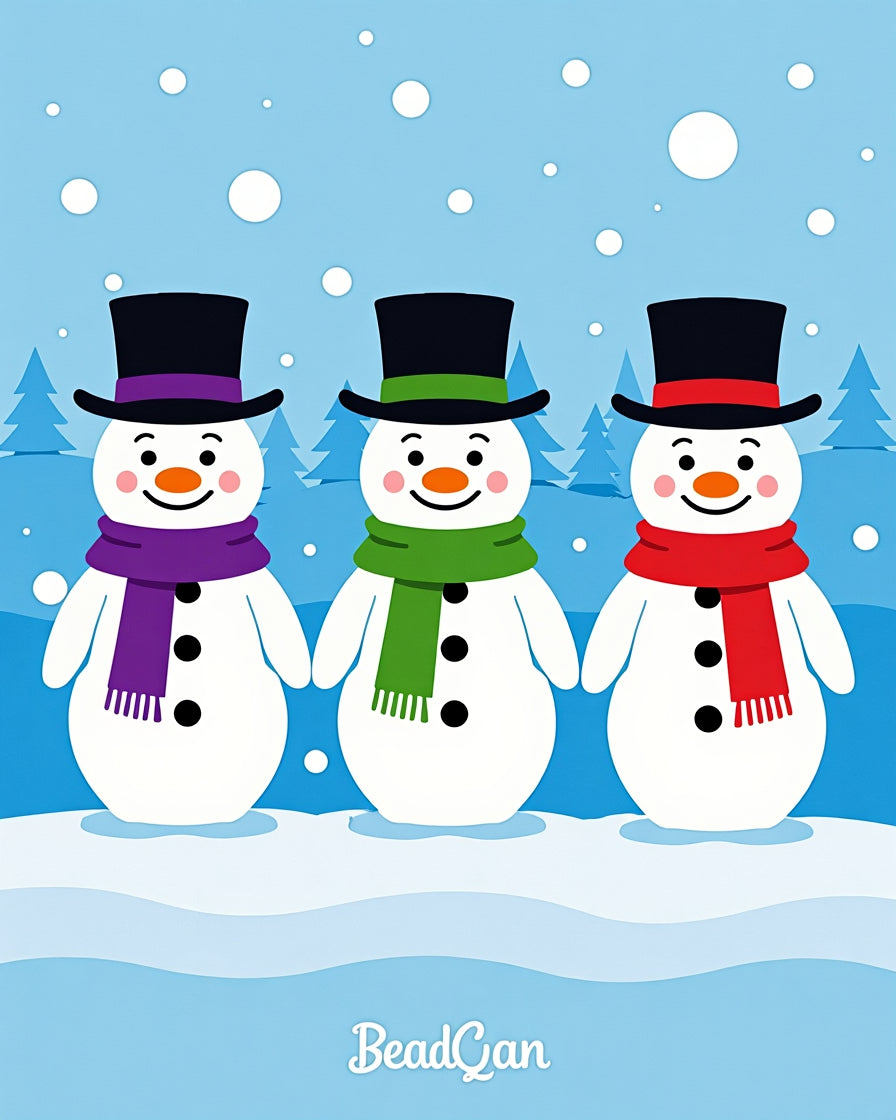 Winter Snowman Trio Hats Scarves Rug