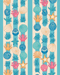 Aquatic Shell Starfish Foliage Stripes Rug