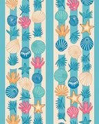 Aquatic Shell Starfish Foliage Stripes Rug