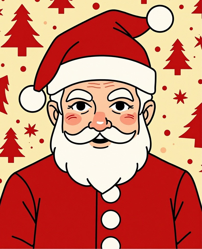 Christmas Santa Claus Red Trees Rug