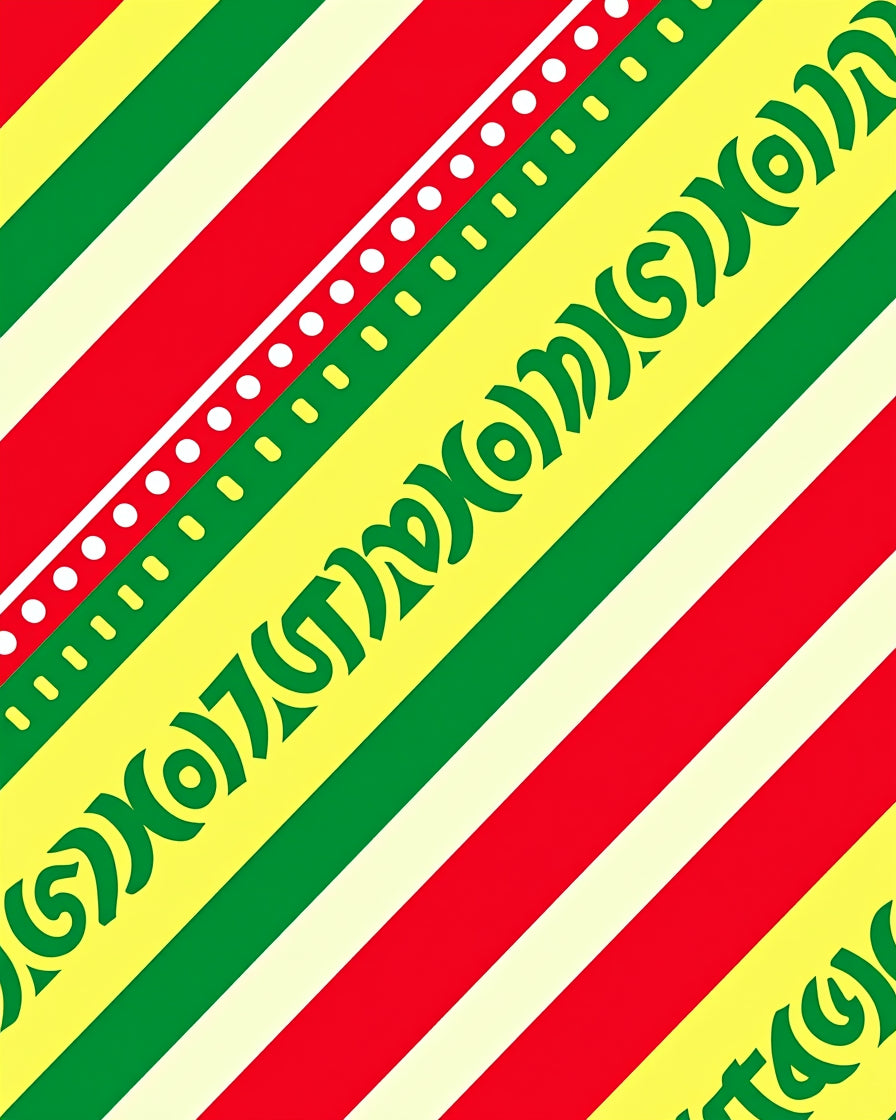 Bold Red Green Yellow Diagonal Stripes Rug