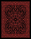 Coral Red Intricate Bordered Scroll Rug