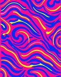 Vivid Pink Blue Yellow Swirl Rug