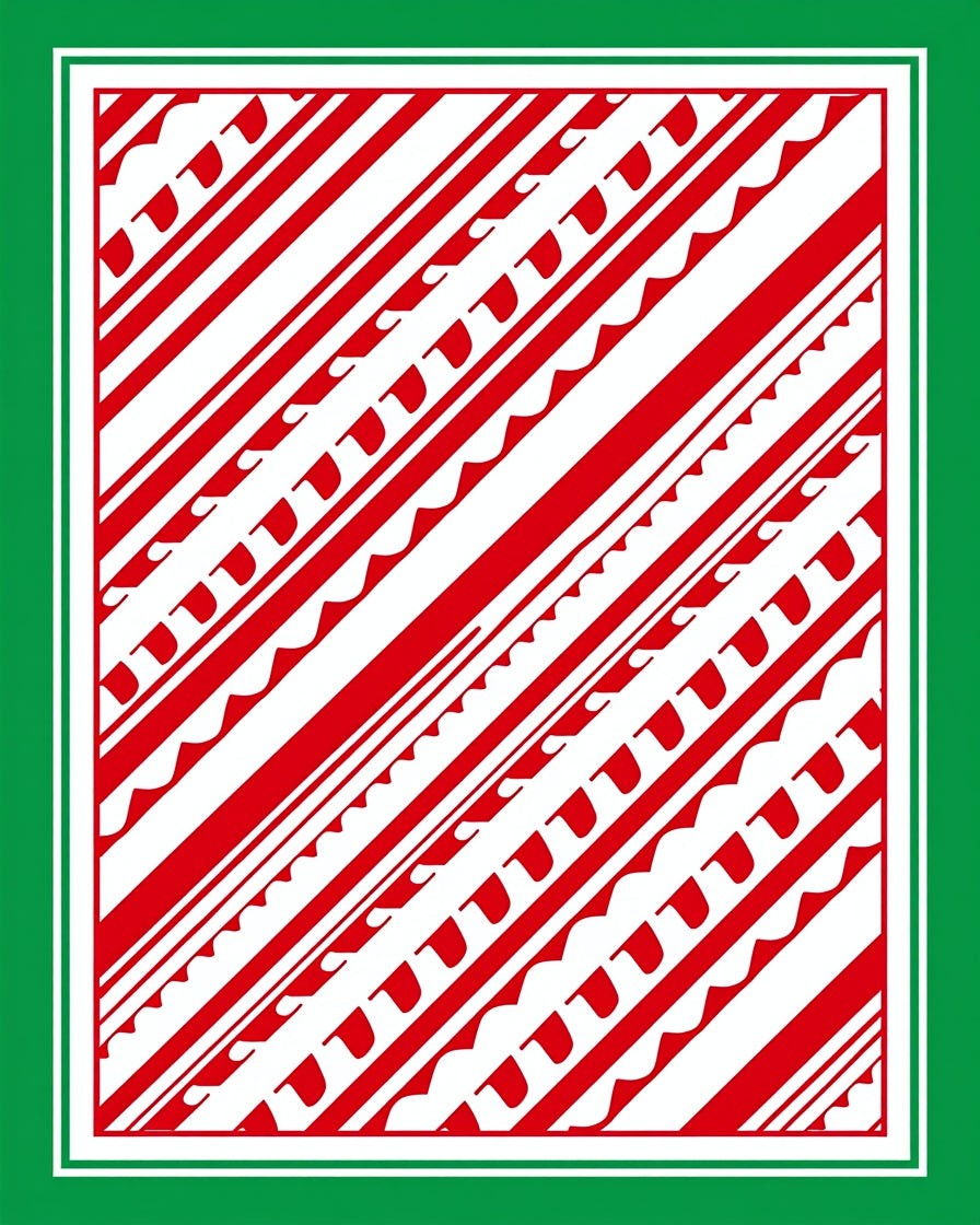 Red White Diagonal Stripe Garland Rug