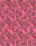 Plaid Floral Vines Pink Rug