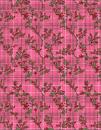 Plaid Floral Vines Pink Rug