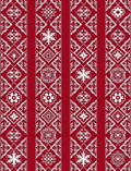Red White Vintage Scroll Border Rug