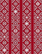 Red White Vintage Scroll Border Rug