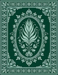 Deep Forest Green Botanical Oval Rug