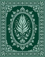 Deep Forest Green Botanical Oval Rug