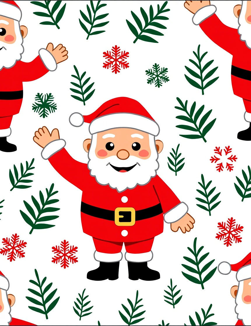 Cheerful Santa Claus Snowflake Leaf Rug