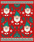 Red Gnome And Teal Evergreen Collage Rug