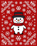 Charming Red Snowman Snowflakes Swirl Rug