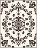 Dark Brown Floral Medallion Mandala Rug