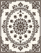 Dark Brown Floral Medallion Mandala Rug