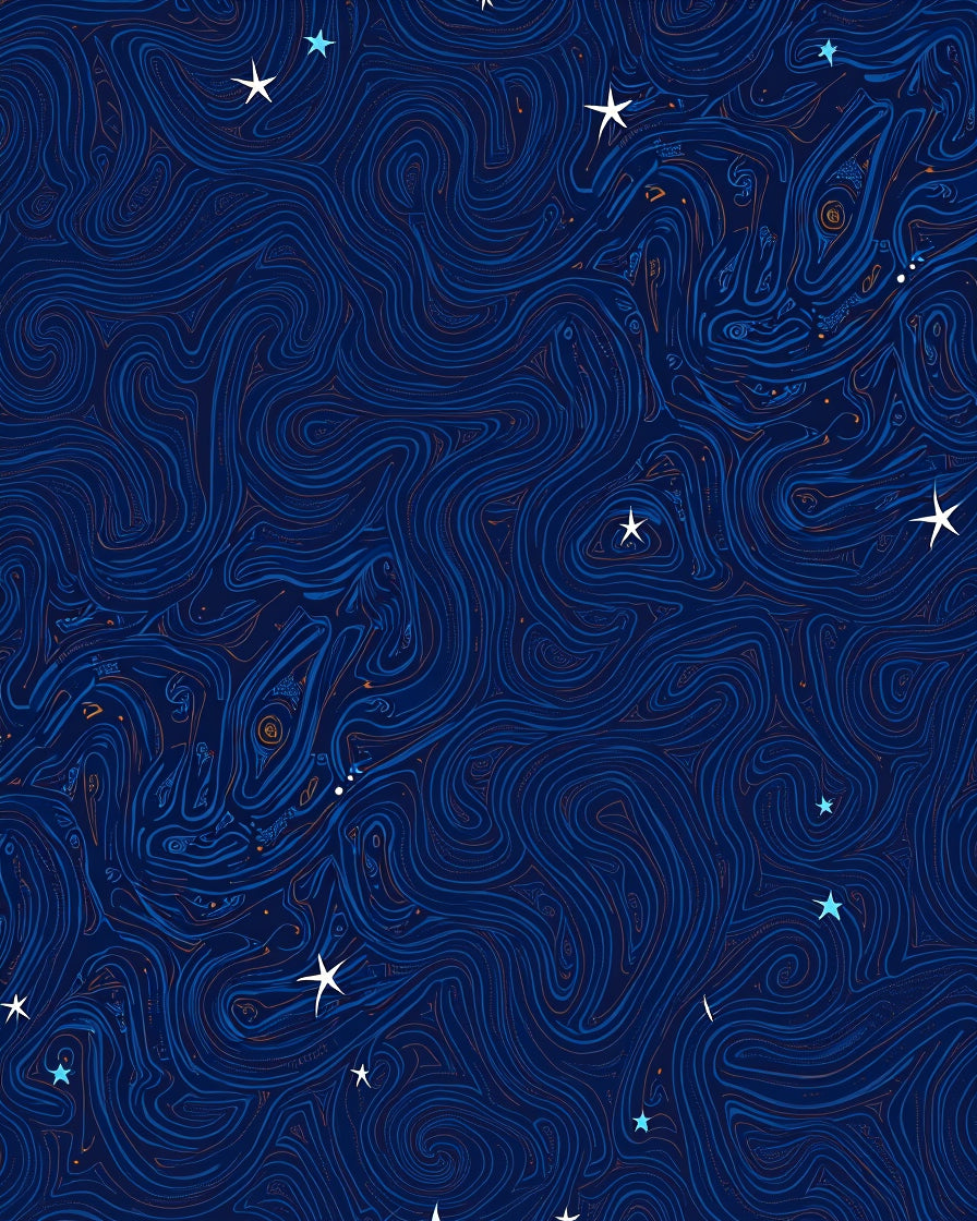 Deep Blue Swirling Galaxy Stars Rug