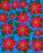 Vibrant Red Floral Tile Arrangement Rug