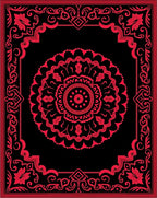 Classic Crimson Mandala Border Rug