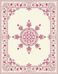Crimson Medallion Floral Border Rug