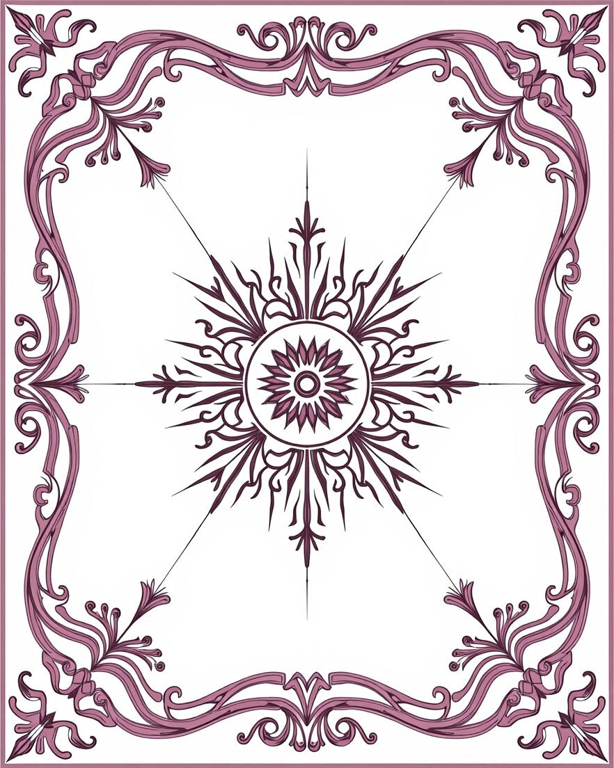 Mauve Art Nouveau Floral Sunburst Rug